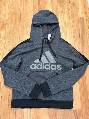 adidas Dark Gray and Black Heather Pullover Hoodie